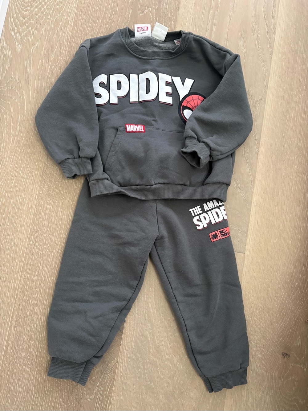 Zara- Marvel Kids' Spidey Gray Sweatshirt & Jogger Set